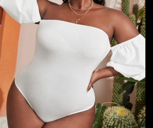 White bodysuit with flared sleeves