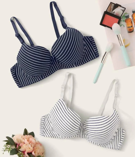 Blue and white striped bras