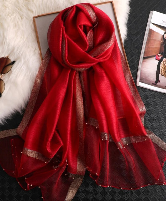 Red satin scarf