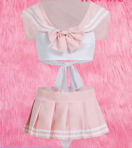 3 piece pink and white set