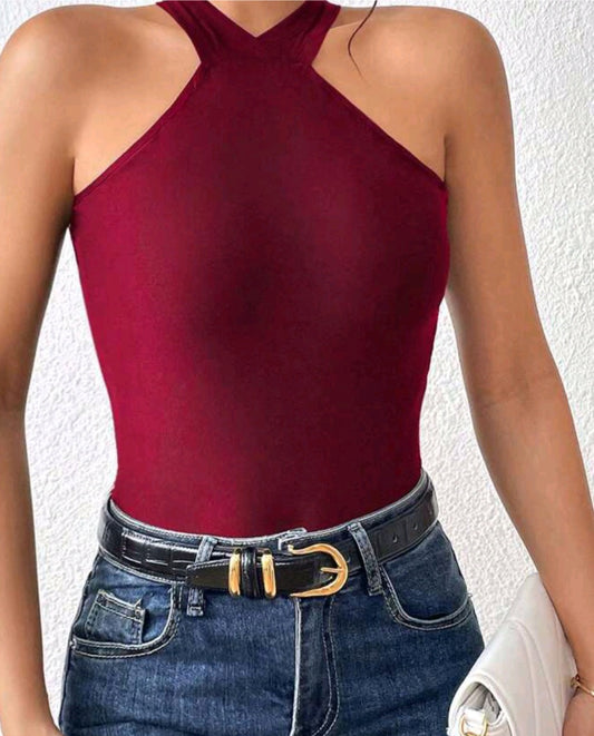 Burgundy top