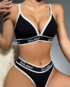 Black 2 piece set with white trim