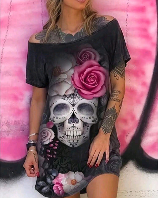 Skull shirt dress