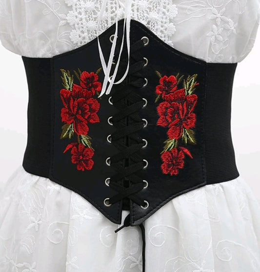 Black.corset roses belt