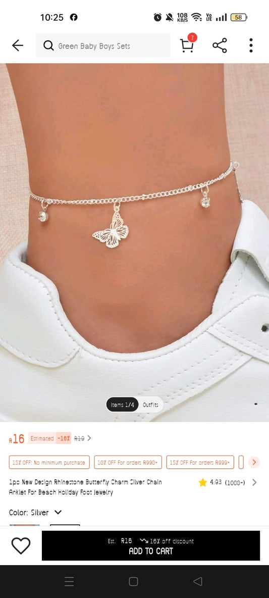 Silver ankle bracelet