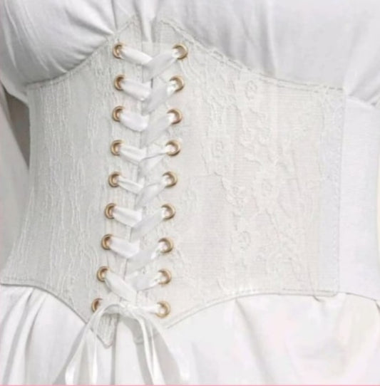 White corset belt